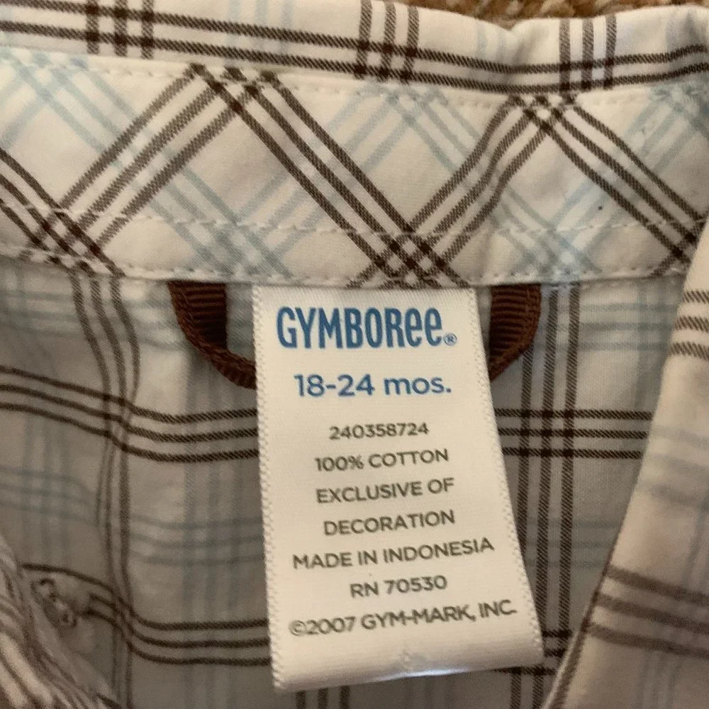 Gymboree long sleeve plaid button down shirt 18-24M